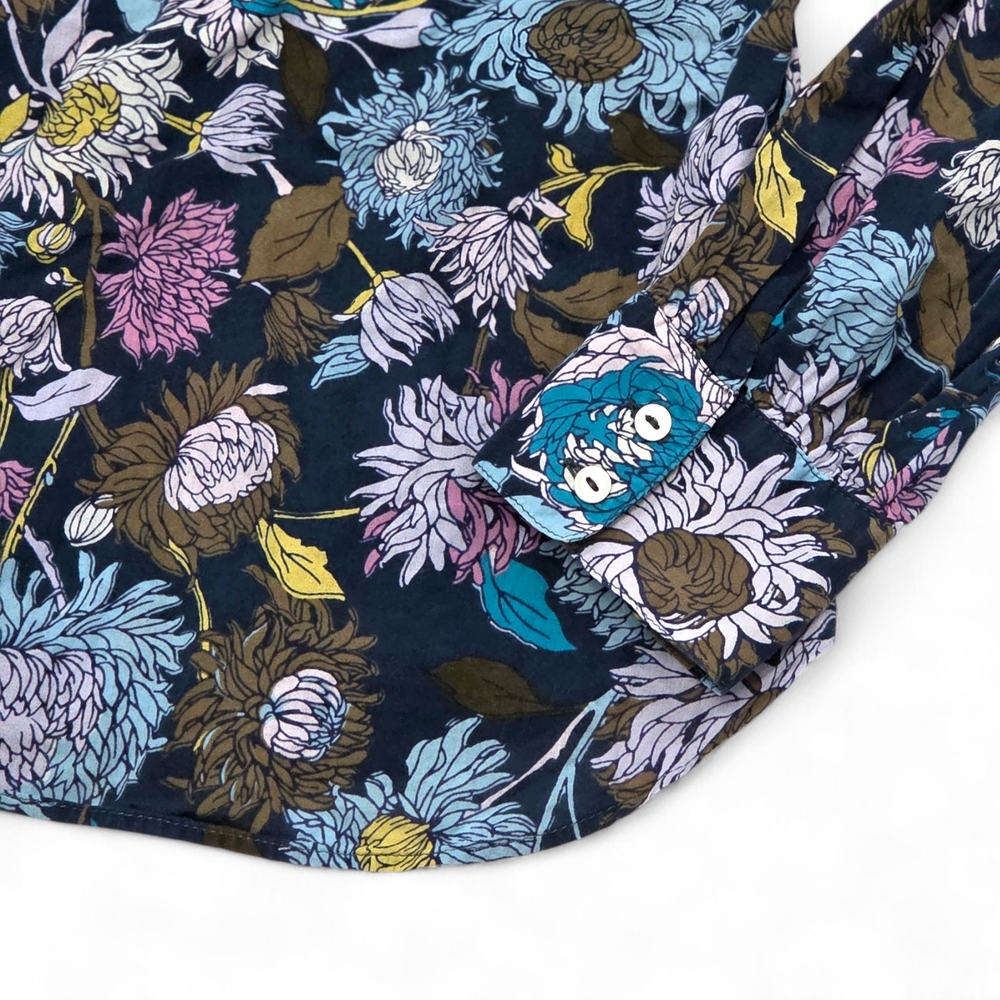 Talbots Navy Multicolor Floral Blouse EUC Size Large - Picture 5 of 7